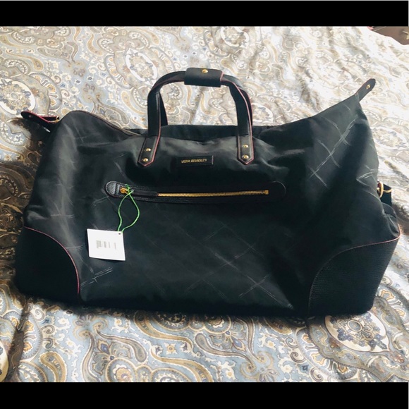 🆕 VERA BRADLEY PREPPY POLY TRAVEL DUFFEL BLACK🆕 - Picture 4 of 8